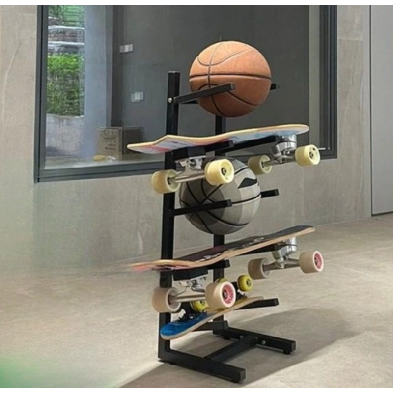 Sports Equipment Organizer Rack - Support d'équipement de skateboard, conception intégrée